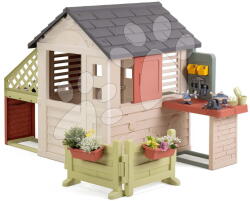 Smoby Căsuță cu grădină pentru atelier Nature Playhouse&Kitchen Life Smoby cu bucătărie extensibilă, cu filtru UV, de la 24 luni (SM810306-O) Casuta pentru copii