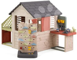 Smoby Căsuță de joacă cu perete de joacă Nature Playhouse&Kitchen Life Smoby cu bucătărie extensibilă, cu filtru UV, de la 24 luni (SM810306-P) Casuta pentru copii