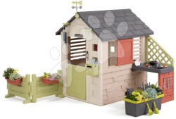Smoby Căsuță cu lampă Nature Playhouse&Kitchen Life Smoby cu bucătărie extensibilă, cu filtru UV, de la 24 luni (SM810306-I) Casuta pentru copii