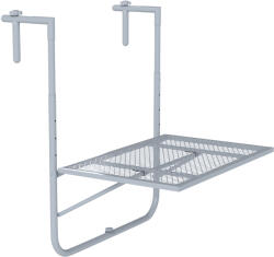 Outsunny Masă suspendată pentru balcon pliabilă, reglabilă în 4 trepte, din metal, rezistentă la intemperii, masă de terasă 60x40 cm Gri | Aosom Romania (84B-862V00GY)