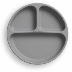 Bocioland Farfurie compartimentata, Bocioland, Rotunda, Cu 3 compartimente, Fara BPA, 6-36 luni, Dark grey (BL590) Set pentru masa bebelusi