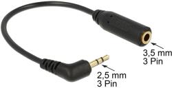 Delock jack 2.5 mm 3 tűs apa 90 fokos > jack 3.5 mm 3 tűs anya sztereó audió kábel (65672)