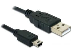 Delock USB 2.0-s kábel A-típusú csatlakozódugóval > USB 2.0 Mini-B csatlakozódugóval, 0, 7 m, fekete (82396)