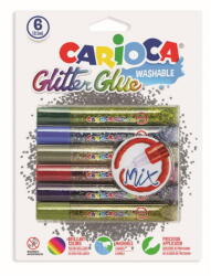 Carioca Lipici Glitter, lavabil, 6 culori/blister, CARIOCA Glitter Glue Mix (CA-42112)