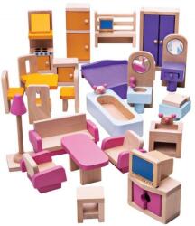 Bigjigs Toys Set din lemn Bigjigs - Mobilier pentru casuta de papusi (JT116) Casuta papusi