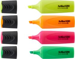 Artline Textmarker ARTLINE 690 Eco Green, varf tesit 1.0-4.0mm, 4 culori/set (EK-690EC/AH-4W)
