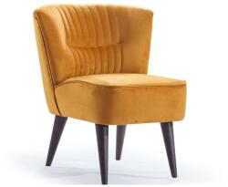Ginger Home Paris fotel - modern bársony karosszék mustársárga színben, fa lábakkal, kényelmes nappali és relax fotel 63x65x75 cm
