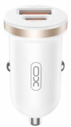 XO CC56 szivargyujtós, autós töltő, fehér (30W, 3A, 1 x USB-A, 1 x USB-C)