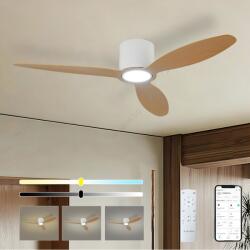 ZEVENTI - LED таванен вентилатор VENTORA LED/24W/230V Wi-Fi Tuya бял/дъб + дистанционно управление (ZV0072)