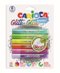 Carioca Lipici Glitter, lavabil, 6 culori/blister, CARIOCA Glitter Glue Neon (CA-42111)