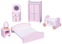 Lelin Set mini mobilier din lemn Lelin - Mobilier pentru dormitor (L50123) Casuta papusi