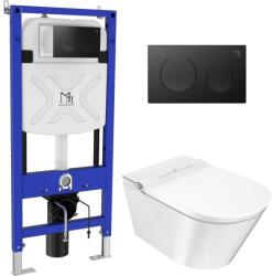Major&Maker Deluxe A + Coral Black toaletă cu spălare cu cadru si buton agăţat fără margine alb 4020FWS200302B (4020FWS200302B)