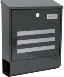 Strend Pro Postaláda, Strend Pro Linea, antracit, 35 x 11, 5 x 41, 5 cm, porszórt acél, falra szerelhető, kulcsos cilinderzárral (TC219731)