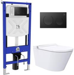 Major&Maker Classic + Coral Black toaletă cu spălare cu cadru si buton agăţat fără margine alb 4050FWS200302B (4050FWS200302B)