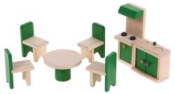 Woodyland Mobiler din lemn pentru papusi Woody - Bucatarie cu sufragerie (90611) Casuta papusi