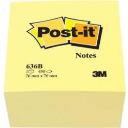 Post-it Classical adhesive blocks 636B, 76x76mm cube, 450 sheets, yellow (3M0311)
