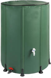 Brius Rezervor apa pluviala pliabil 1000L cu robinet filtru si capac fermoar dublu, PVC rezistent UV, 6 tevi sustinere, 100x125 cm, verde (DES-5006)