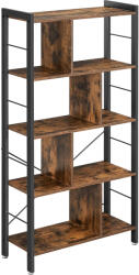 Brius Biblioteca cu 4 rafturi, cadru metalic, stil industrial, 74x30x155 cm, maro rustic (EZ-LBC12BX) Raft