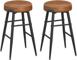 Brius Set 2 scaune bar EKHO, tapiterie PU, cadru metalic, 50x50x63 cm, maro caramel (EZ-LBC080K01)
