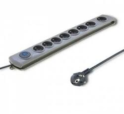 Qoltec Anti-surge power strip | 8 sockets | 3m | Gray