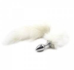  Metal anal plug with long tail fur 7cm