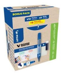 Pilot Marker pentru tablă albă, 2, 3 mm, vârf conic, PILOT "V-Board Master, pachet bonus", albastru + rezervă, 20 buc