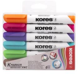 Kores Markere pentru tablă albă și flipchart, set, 3-5 mm, vârf teșit, KORES "K-Marker XW2", 6 culori diferite, 6 buc