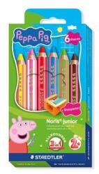 STAEDTLER Creioane colorate, set, hexagonale, jumbo, STAEDTLER "Noris® junior 140", Peppa Pig, 6 culori, 6 buc