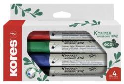 Kores Marker pentru tablă albă și flipchart, 3-5 mm, vârf teșit, KORES "ECO K-Marker XW2", 4 culori diferite, 4 buc