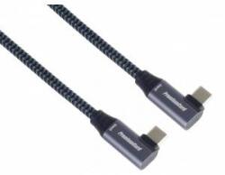PremiumCord USB-C 2x angled cable (USB 3.2 GEN 2x2, 5A, 100W, 20Gbit/s) cotton braid, length: 0.5m