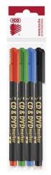ICO Marker permanent pentru CD/DVD, set, 0, 5 mm, ICO, 4 culori diferite, 4 buc