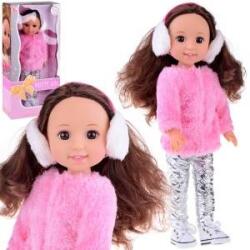 Jokomisiada Adorable Doll 38 cm Pink fur and earmuffs winter clothes ZA4767