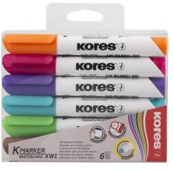 Kores Markere pentru tablă albă și flipchart, set, 3 mm, vârf conic, KORES "K-Marker XW1", 6 culori diferite, 6 buc
