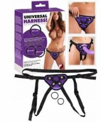 You2Toys Universal Strap-On Harness with 3 Adjustable Rings, Purple/Black