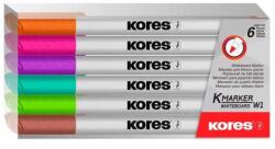 Kores Markere pentru tablă albă și flipchart, set, 1-3 mm, vârf conic, KORES "K-Marker W1", 6 culori diferite, 6 buc