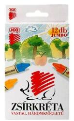 ICO Creioane cerate, groase, ICO "Arici", 12 culori diferite, 12 buc
