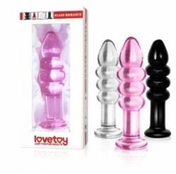  Rose glass anal plug with 3 rings 12cm