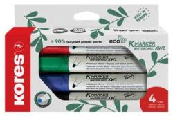 Kores Markere pentru tablă albă și flipchart, set, 3 mm, vârf conic, KORES "ECO K-Marker XW1", 4 culori diferite, 4 buc