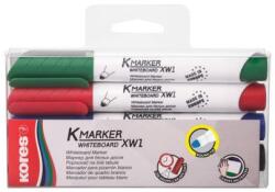 Kores Markere pentru tablă albă și flipchart, set, 3 mm, conice KORES "K-Marker XW1", 4 culori diferite, 4 buc