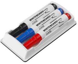 ICO Marker pentru tablă albă și flipchart, 1-3 mm, conic, ICO "11 XXL", 3 culori diferite + racletă