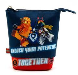 LEGO® Penar cu fermoar, tip pop-up, LEGO „Ninjago Împreună, albastru-roșu, cu model Penar