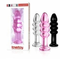  Rose glass anal plug 3 rings 14 cm