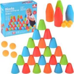 Jokomisiada FAST CUPS skill game Triangular blocks + balls 38 pieces ZA5811