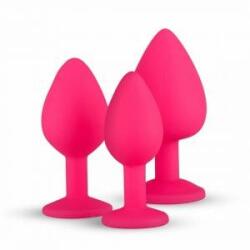 EasyToys Silicone Jewel Plug Set Pink - 3 Sizes, Decorative Base