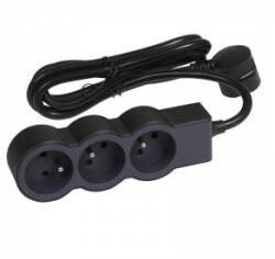 Legrand Power strip extra flat 16A 3680W 3x2P+with cable 1.5 m - Black-dark grey