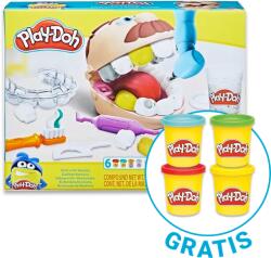 Hasbro Play-Doh, Drill'N Fill Dentist, 8 cutii, set creativ + 4 cutii de plastilina GRATUIT, set promotional