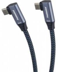 PremiumCord USB-C 2x angled cable (USB 3.2 GEN 2x2, 5A, 100W, 20Gbit/s) cotton braid, length: 1m