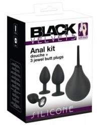 Black Velvets Anal Kit - Silicone Set with Douche and Decorative Plugs