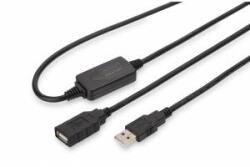 ASSMANN Active USB 2.0 Repeater/Extension Cable, 10 m A/M to A/F, black A/M to A/F