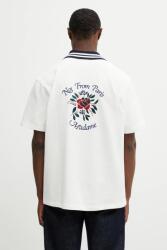 Drôle de Monsieur férfi pamut ing Chemise Piquée Slogan Rose - bézs S